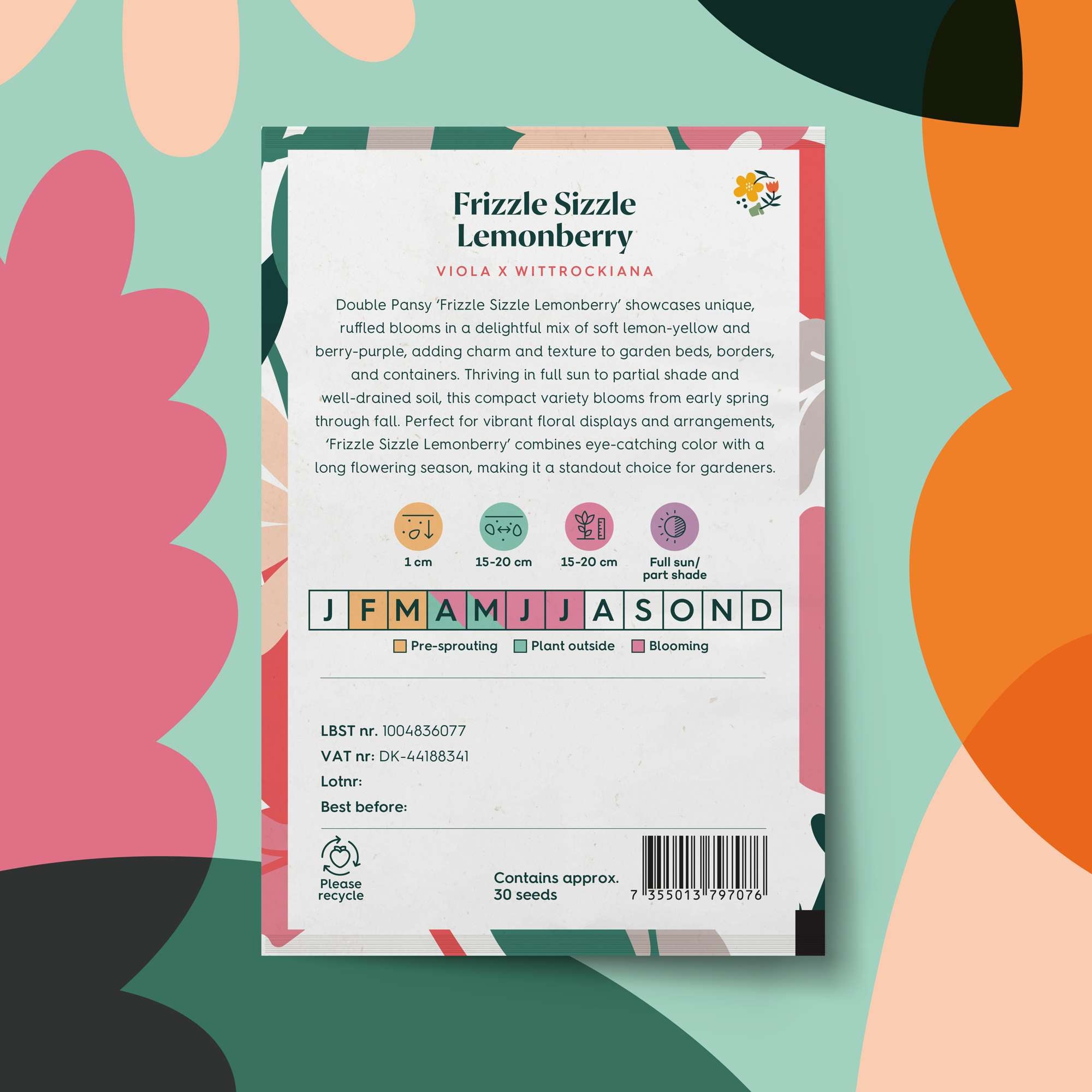 Dubbel pensé 'Ruffled Pansy Lemonberry' (frö)